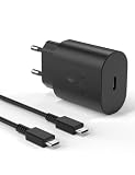 Chargeur Rapide pour Samsung USB C 25W Charge, Compatible avec Samsung Galaxy S23, S22, S21 Ultra, S21 Fe, S20, S10, S9, A33, A52, A53 5G Super Cable Secteur Câble Fast Chargers Rapid Prise Adaptateur