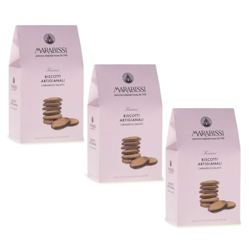Marabissi® | Galletas Artesanas De Caramelo Salado | Galletas De Pastelería Toscana | Estuche Galletas De Caramelo Salado - 3 x 200 Gr