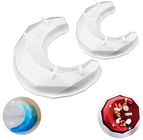3D Diamond Crescent Silicone Mold Moon Fondant Mould Crescent Moon Shape Silicone Cake Pan Baking Mold Bread Pizza Baking Mold Bakeware Tools For Kitchen Baking (Large)