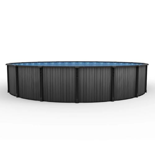 Lake Effect Pools 'Bora Bora' 18 ft Round Above Ground Swimming Pool | 52 Inch Resin Protected Steel Sided Walls | Bundle Includes: 25 Gauge Overlap Liner & Widemouth Skimmer