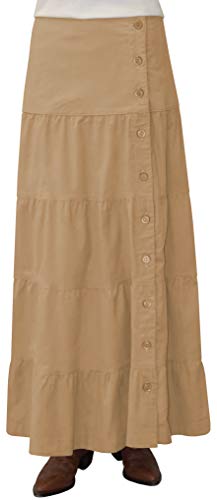 Baby'O Women's Long Ankle Length Tiered Corduroy Maxi Skirt (X-Large, Camel)