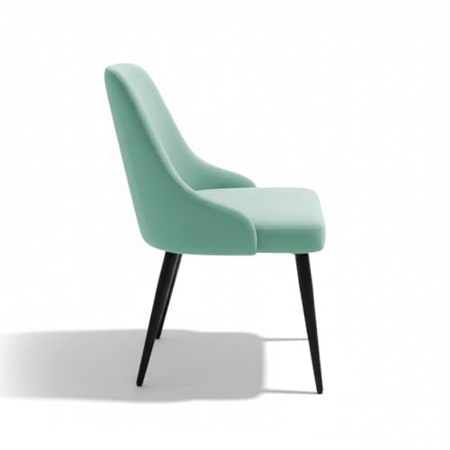 Image of Finch Fox Taskpro Modern Unique Velvet Upholstered Seating Living Room Dining Chair with Black Metal Legs in Pista Color
