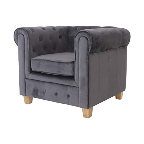 Preisvergleich Produktbild Zons Manhattan Sessel, Velours, Anthrazit, Sofa, Holz, 1