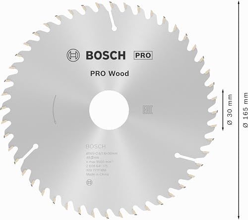 Bosch 1x PRO Wood Kreissägeblatt für Akku-Handkreissägen (für Weichholz, Hartholz, Ø mm, Professional Zubehör Handkreissäge)