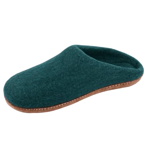 Image of Wool Felt Mule Slippers for Women & Men, Handmade 100% Natural Wool Backless House Shoes with Premium Suede Sole, Warm Breathable Indoor Slip-On