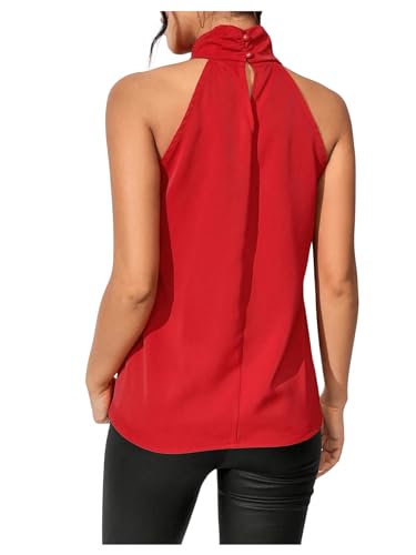 Women's Summer Halter Tops Floral Appliques Sleeveless Work Shirts Blouses for Women Dressy Casual2