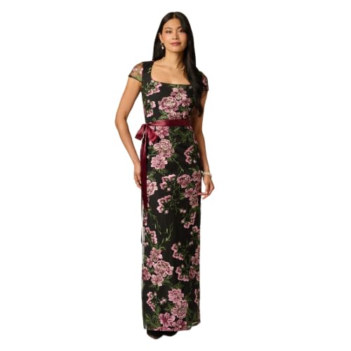 Image of Adrianna Papell Cascading Floral Embroidered Long Column Gown