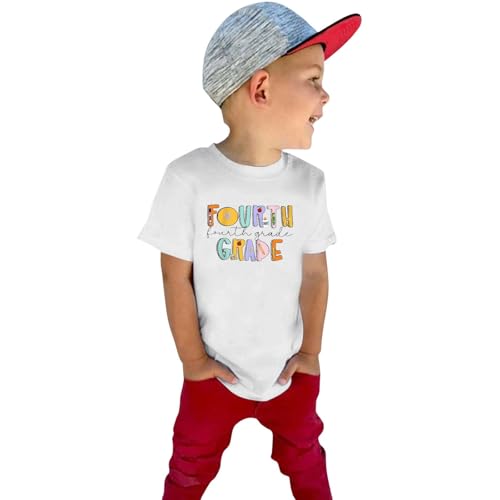 First Day of Fourth Grade Shirt for Kids, Boys Girls Back to School T-Shirt, Preschool Short Sleeve Comfy Clothes4