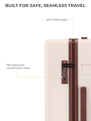 Image of EUME Classic Cabin 55 Cm, Check-in Medium 65 Cm & Check-in Large 75 Cm Luggage Trolley Bags for Travel - Set of 3 (Mocha White) | Polycarbonate (PC) 8 Hinomoto Wheels Suitcase | Cabin Trolley Bags