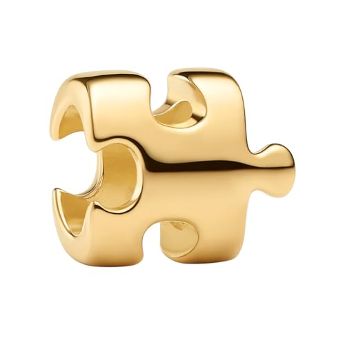 PANDORA Moments 764514C00 - Mini colgante de puzzle con aleación chapada en oro de 14 quilates compatible con Moments