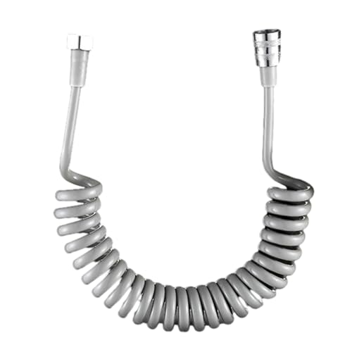 Sisinkal Tubo flessibile per doccia retrattile, molla in poliuretano, tubo dell'acqua espandibile con design a spirale, per soffione doccia portatile, montaggio a parete, grigio bianco (5 metri grigio