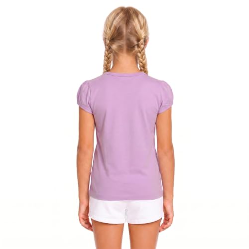 Image of Lilax Girls Short Puff Sleeve Cotton T-Shirt, Toddler & Little Girls Top | 95% Cotton Puff Sleeve Tee; Crewneck, Short Sleeve; Toddler & Girls Sizes 2T-12; for School, Play & Everyday; Machine Wash