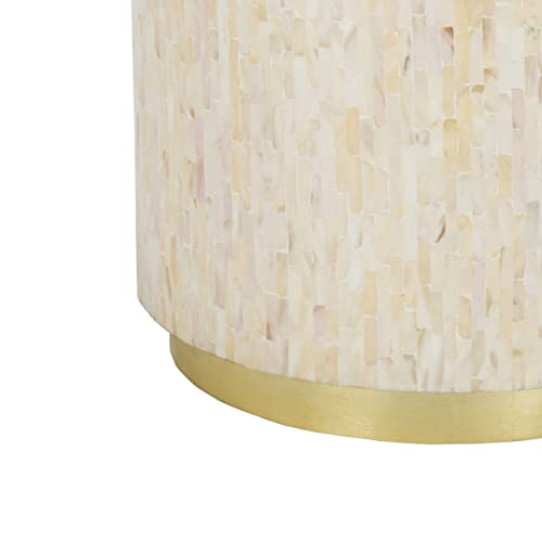 Safavieh Home Perla Pink Champagne And Gold Faux Mother Of Pearl Mosaic Round Side Table #TOP4