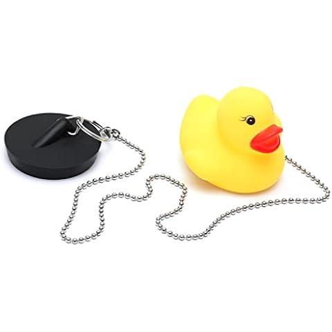 Bath Plug with Stainless Ball Chain 45mm, Rubber Floating Bath Tub Stopper and Chain, Universal Drain Stopper Plug with Long Chain for Bathroom Kitchen Washbasin Cover