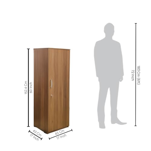 Image of Amazon Brand - Solimo Optima Engineered Wood 5ft 1 Door Wardrobe for Clothes | Storage Organizer | Storage Cabinet | Multipurpose Almirah for Bedroom - Leon Teak, 5ft