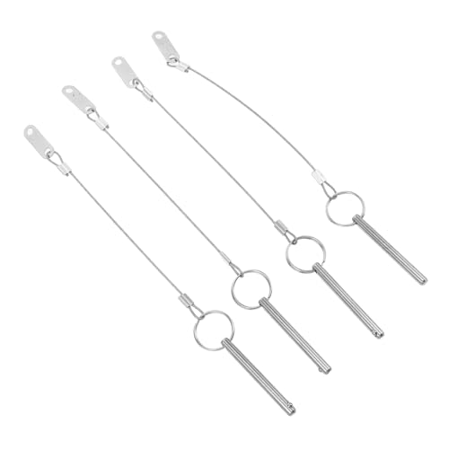 Cabilock Pasador de Seguridad de Liberación Rápida de Acero al Carbono 6x60 Mm, Juego de 4 Piezas con Resorte de Auto Reinicio y Anilla para Amarre, Pasador Marino para Hardware de
