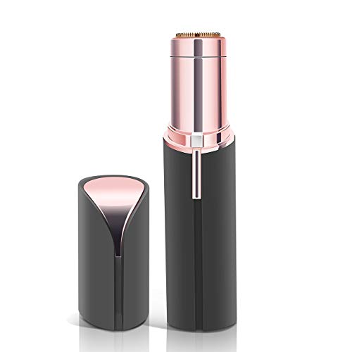 Facial Hair Removal for Women,Waterproof Painless Premium Eyebrow Trimmer USB Rechargeable Conture Hair Remover and Exfoliation Device for Face and Body with Built-in LED Light Lipstick Style (Black)