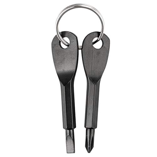 4PCS Mini Pocket Screwdriver Set Keychain Outdoor Tool Kit Stainless Steel Black+Silver