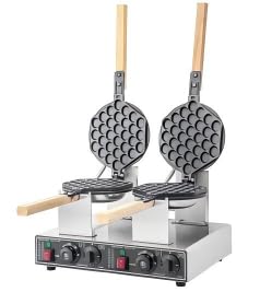 Máquina para gofres Bubble: máquina profesional para gofres de huevo con dos placas de cocción con revestimiento antiadherente, termostato y temporizador; máquina profesional para gofres Bubble