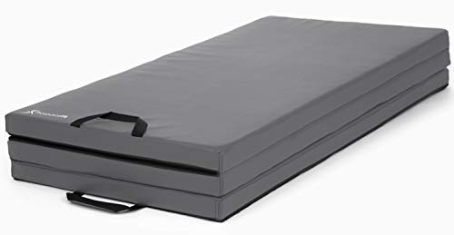 ProsourceFit Tri-Fold Folding Thick Exercise Mat 6â€™x4â€™ with Carrying Handles for Tumbling, Martial Arts, Gymnastics, Stretching, Core Workouts, Grey. (ps-1955-tfm-l-grey)