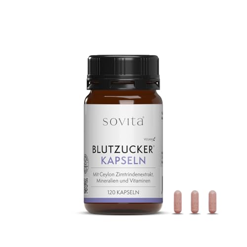 sovita Blutzucker Kapseln mit Ceylon Zimt Extrakt 10:1 | Chrom für normalen Blutzuckerspiegel | Zink & B-Vitamine B1 B6 B12 | Vegan | Stoffwechsel & Energie | 120 Kapseln