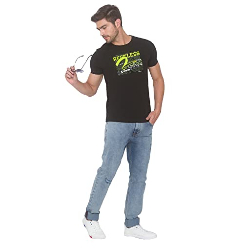 Image of spykar Men's Cotton Blend Slim T-Shirts