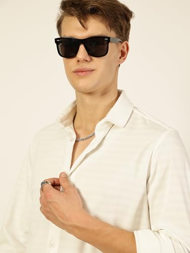 Image of Thomas Scott Men's | Solid | Textured Fabric | Full Sleeve | Regular Fit | Polyester-Blend | Spread Collar | Casual Shirt
