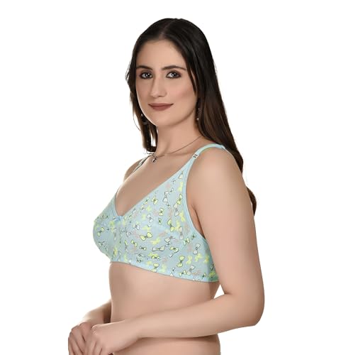 Image of Full Coverage Non Padded Wire Free Daily Use Regular Printed Bra for Women and Girls in Multicolor