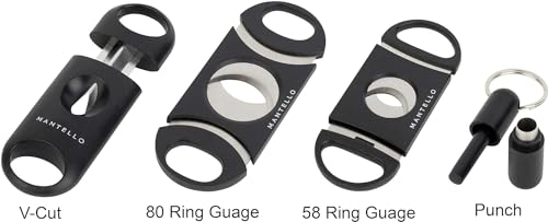 Mantello Cigars Travel Cigar Humidor Case - Cigar Case with 2 Ring, V-Cut & Punch Cutters - Waterproof & Airtight - Holds 5 Cigars- 5-Piece Cigar Accessories Cigar Gifts for Men