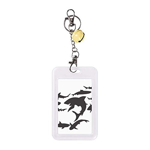 Pochette de protection pour carte de crédit motif requin noir cloche jaune