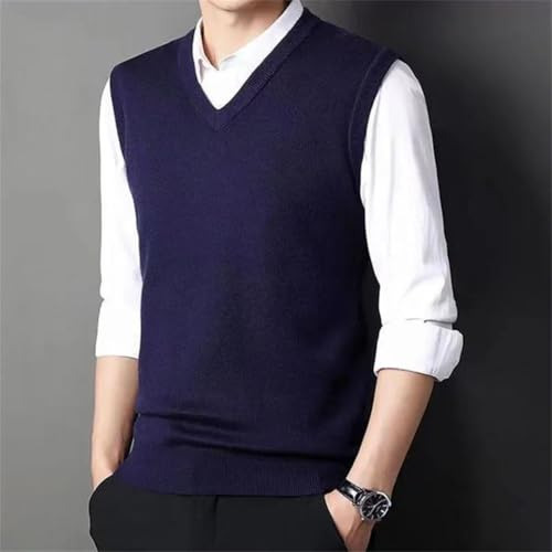 Men Warm Sweater Vest Business V-Neck Slim Bottoming Knitted Sleeveless Tops2
