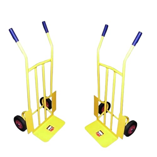 Carretilla de Carga profesiona Multiusos con Ruedas macizas antiinchazos , Carga máxima de 300kg,chasís Tubular de Acero 25mm Color Amarillo.Peso 16kg