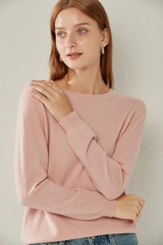 Image of 100% Pure Cashmere Crewneck Sweater for Women Long Sleeve Warm Soft Lightweight Knit Pullover