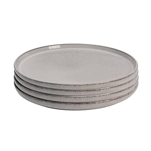 ProCook Oslo Brotteller - 4-teilig - Steinzeug - Grau - handgearbeitetes Design - Steingut - Teller Cover