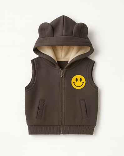 Image of Bold N Elegant Kids Polyester Printed 3d Happy Smile Face Cartoon Winter Warm Hoodied Jacket Sweatshirt and Pajamas 3 Pc Layering Party Clothing Set