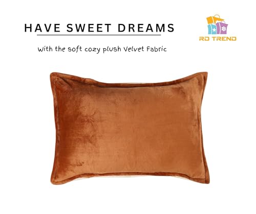 Image of RD TREND Presents Velvet 250 GSM Pillow Cover Set of 2 with Zipper,Size -18 inch x 28 inch Inches (45x71 Cm) (Mustard)