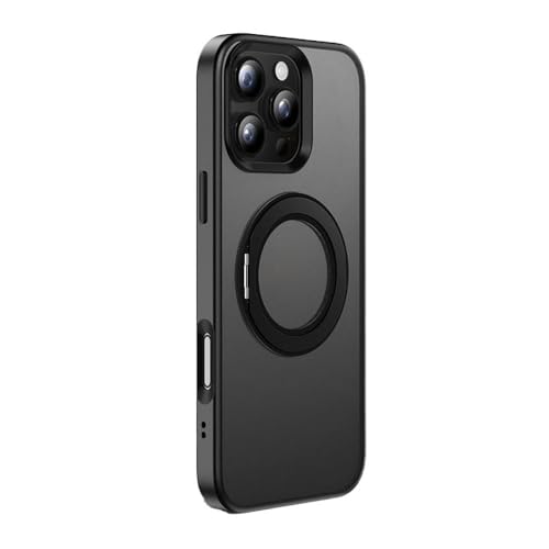 TRIPLE RIVER�EFor iPhone17 Pro�N���A�P�[�X �J�o�[ ���� �A���~ + �v���X�`�b�N Qi�[�d ���C�����X�[�d�Ή� ��̌^�����O�t�� �X�^���h�@�\ �X�g���b�v�z�[���t�� �ϏՌ� For �A�C�t�H��17�v��(�u���b�N)