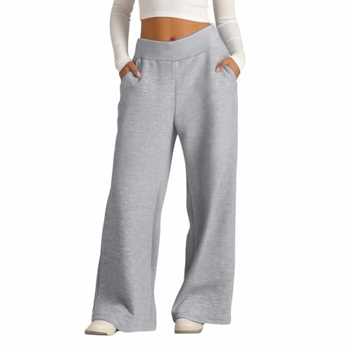 Girls Wide Leg Sweatpants Casual Fleece Elastic Waist Straight