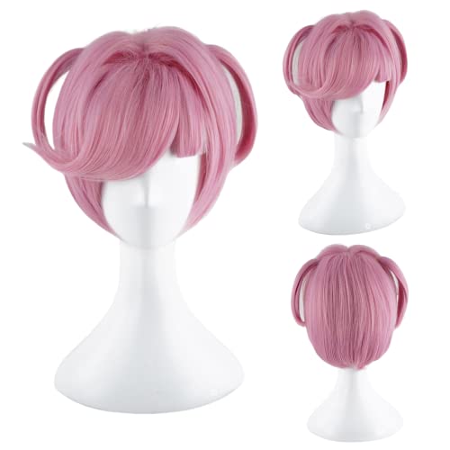 wxypreey Natsuki Cosplay Kurze Rosa Perücke Halloween Cosplay Kostüm Perücke Cover