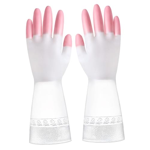 SOPOTUTU 3 Guantes para Limpieza Impermeables y Antideslizantes de Colores Rosa Verde y Azul Talla S para Cocina Lavado de Platos y Baño