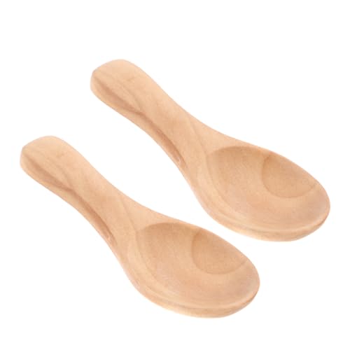 Hemoton - Cuchara de sal pequeña de madera para leche, en polvo, cuchara, cuchara medidora, especias, azúcar, sal, miel, cucharilla de té, perfecta para pequeños vasos, 2 unidades, 7.3 x 3.7 cm