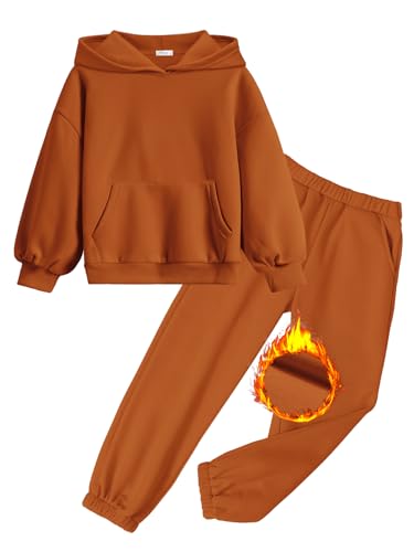 Image of Arshinet Girls 2 Piece Outfits Hoodie Sweatsuit Sets Oversized Sweatshirt and Baggy Fall Fashion Sweatpant with Pockets