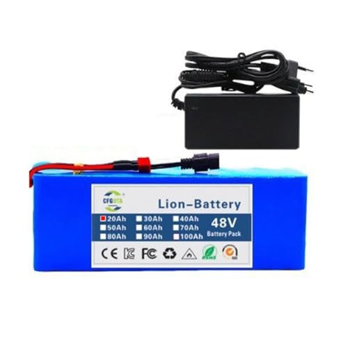 48V 100Ah/90Ah/60Ah/20Ah Ebike Battery E-Bike Lithium-Ion Battery Lectric Bike Battery Pack with Charger for 1000W 750W 500W Electric Bicycle Scooter Motor 48V 20Ah XT60