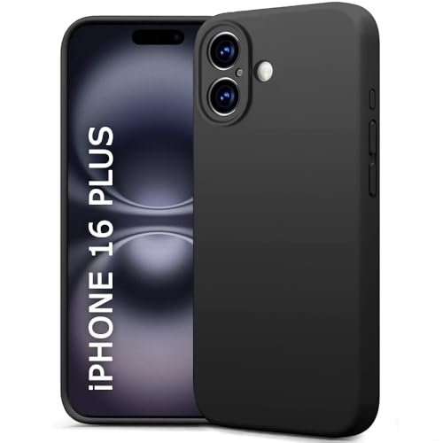 Image of TheGiftKart Liquid Silicone Back Cover Case for iPhone 16 Plus | Soft Micro-Fibre Lining Inside | Camera & Screen Protection | Shockproof Back Cover Case for iPhone 16 Plus (Silicone, Black)
