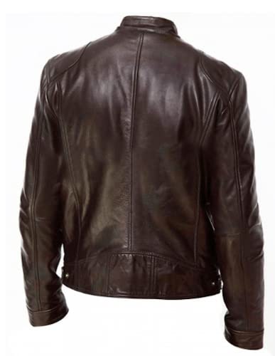 Mens Leather Jacket Motorcycle Biker Jacket Cowhide Genuine Leather2