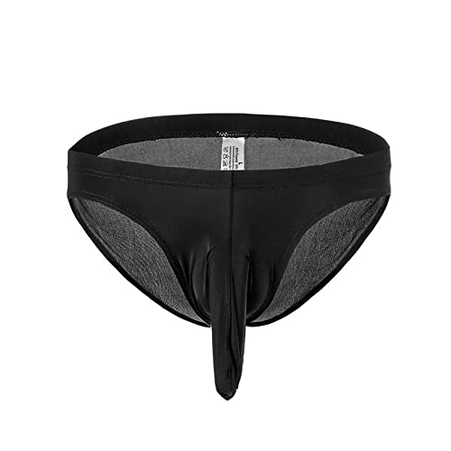 Men's Ice Silk Elephant Nose Underwear Stretch Quick Dry Pouch Boxer Brief Bulge Panties Pouch T Underpants Shorts Black