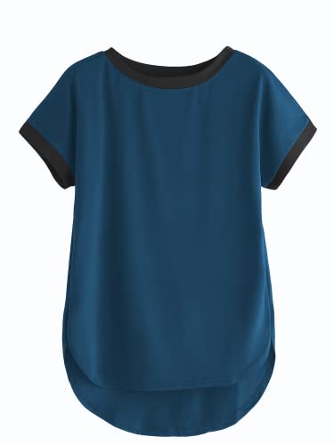 Image of Fabricorn Women's Short Sleeve Up and Down T-Shirt with Black Colour Rib