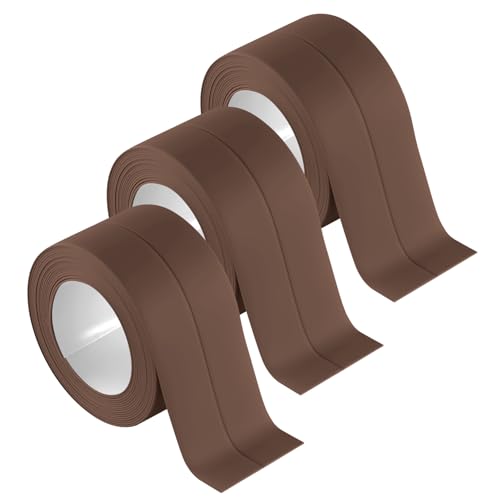 3 Rolls Caulk Tape Waterproof Sealing Self Adhesive 10.5 Feet,Caulking Sealant Strip for Bathroom Toilet Kitchen Countertop Brown
