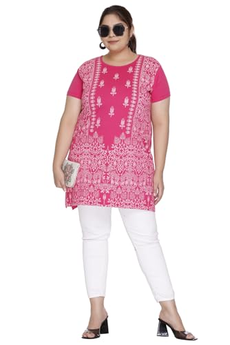 Image of Women Printed Cotton Tshirt with Side Slits & Pocket