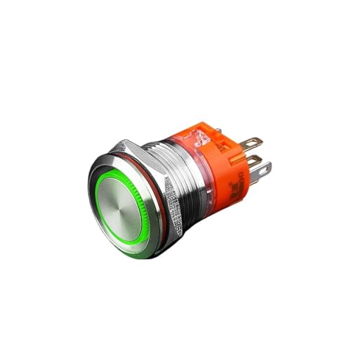 Bouton-poussoir momentané étanche 19mm avec LED verte 3-8V pour contrôle sécurisé